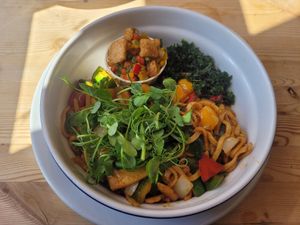 Teriyaki Vegan Noodles at Caffi Maes in Gwynedd