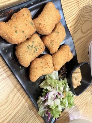 Crispy nuggets with salted egg yolk sauce  at So Green in East Singapore