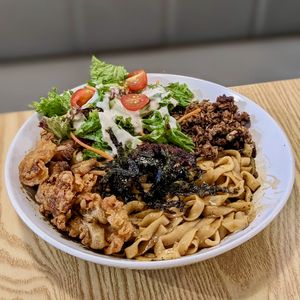 Vegan Minced Meat Mala Lion Mane Dry Pan Mee at So Green in East Singapore