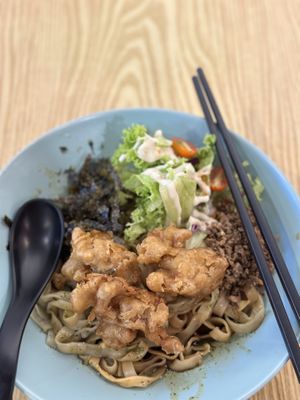 Truffle ban mee dry. Noodles are done ok. Hopefully noodles serving can be bigger😆  at So Green in East Singapore