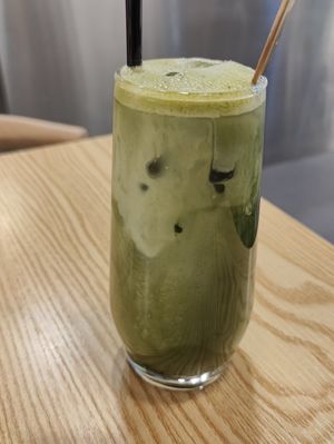 Vegan Iced Matcha Latte with oat milk at So Green in East Singapore