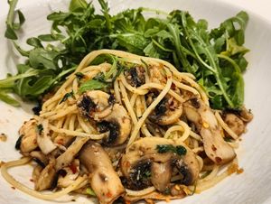 Mushroom aglio olio at iVegan 爱素 - Katong in Central Singapore