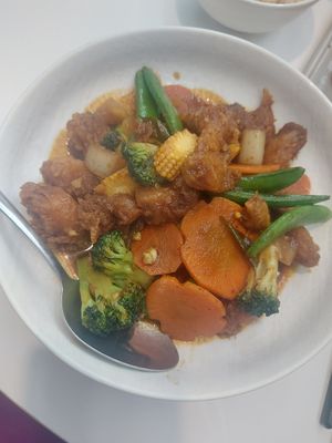 Braised lion's mane in curry sauce at iVegan 爱素 - Katong in Central Singapore