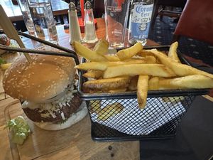 The green man burger  at The Original Rosslyn Inn in Roslin