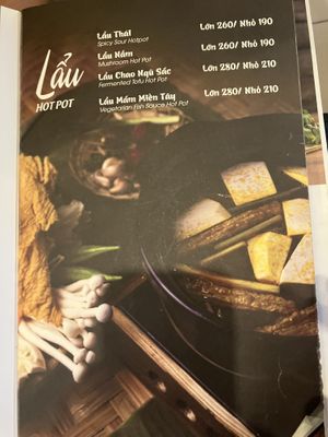 hotpot menu   at Nhà Hàng Chay NẤM in Phu Quoc