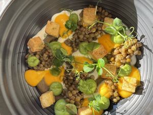 The tofu, lentil, vegan plate  at La Goletta  in Bellagio