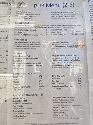 Menu  at Bay Cafe in Provincetown