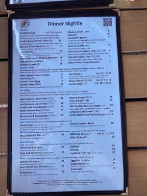Menu  at Bay Cafe in Provincetown