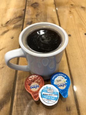 Coffee - dairy free flavored creamers, almond or oat available at Bay Cafe in Provincetown