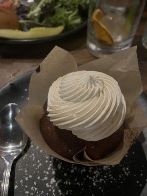 Carrot Cake Cupcake at Iron Bay Restaurant & Drinkery in Marquette