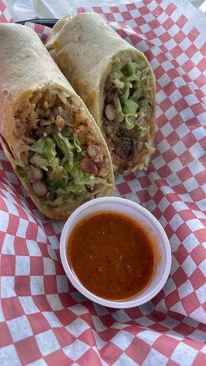 Burrito with great spicy salsa   at La Buena Vida Restaurante Vegano in Laredo