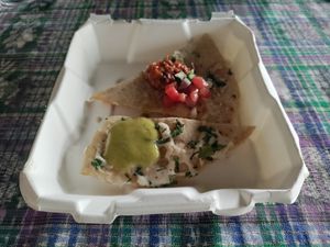Take away quesadilla at Zen Eats in San Marcos La Laguna