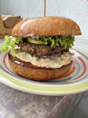 Bbq seitan burgerrs  at Zen Eats in San Marcos La Laguna