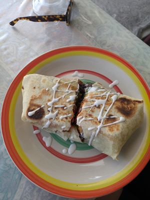 Scrambled tofu burrito at Zen Eats in San Marcos La Laguna
