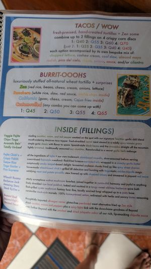 Menu March 2025 at Zen Eats in San Marcos La Laguna