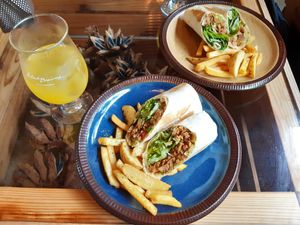 Vegan Burritos with "Tofu Meat" at Viva 45° in Miyakojima