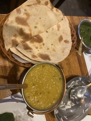 Roti (not on the menu, but you can ask for it) this is vegan  at Raj in Incheon