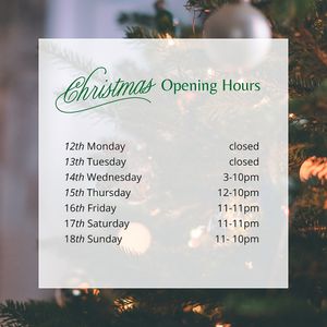 Christmas opening hours 🎅 
During December we are adjusting our opening days slightly for a couple of weeks around Christmas 🎄
 at Ortica Italian Plant Based in Urmston