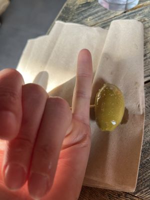 Huge olives   at Ortica Italian Plant Based in Urmston