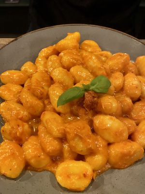 Gnocchi with tomato and vegan nduja  at Ortica Italian Plant Based in Urmston