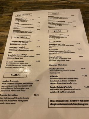 Menu  at Ortica Italian Plant Based in Urmston