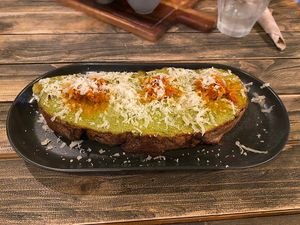 Bruschetta Fave & N'duja  at Ortica Italian Plant Based in Urmston