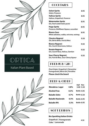 New menu 🌱 at Ortica Italian Plant Based in Urmston