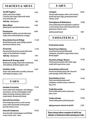 New menu 🌱 
Fresh pasta 
Starters & sides 
Mains 
 at Ortica Italian Plant Based in Urmston