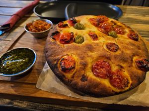 foccacia at Ortica Italian Plant Based in Urmston