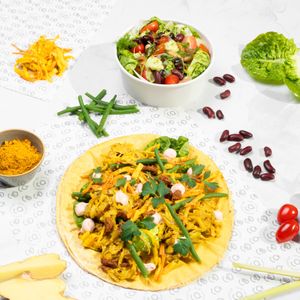 Meal deal Flatbread of your choice plus a Salad - a bit of Indonesia in Den Haag at Greenrebel in The Hague