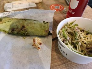 Cauliflower wrap and a salad at Greenrebel in The Hague