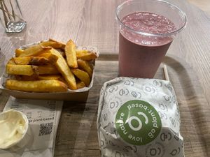 Burger, fries and shake  at Greenrebel in The Hague