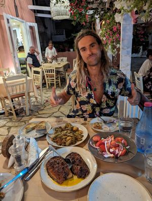 2 vegans really satisfied. 30 euro in total. Really great Mediterranean style food and owner that perfectly understand veganism. at Psatha in Preveza