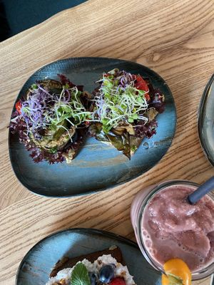 Bread with roasted veggies  at Copper Bay Superfood & Coffee in Frankfurt