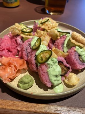 Pink sensei sushi  at Din Din club in Sundbyberg