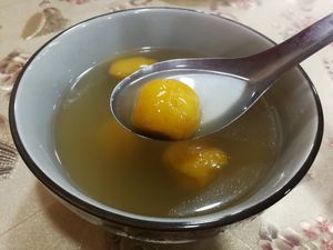 sweet potato soup dumplings with sesame filling - A Matsu specialty. at Vegetarian Garden 素食園 in Nangan