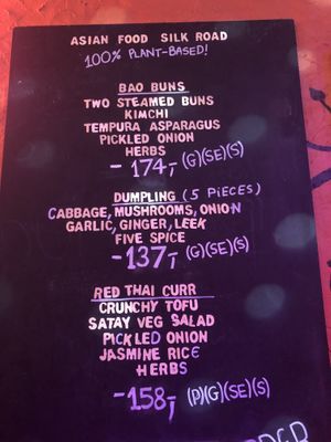 100% vegan menu  at Silk Road in Oslo