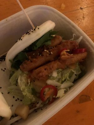 Fried asparagus bao  at Silk Road in Oslo