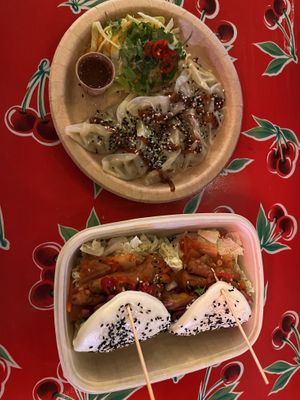 steamed dumplings and vegan buns  at Silk Road in Oslo
