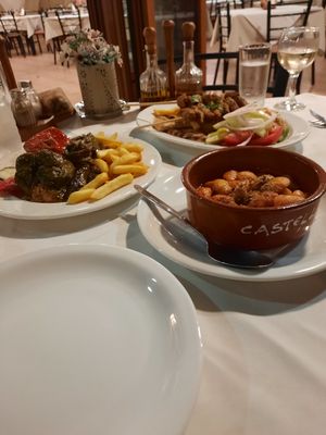 The whole dinner at Castellan Restaurant in Rhodes