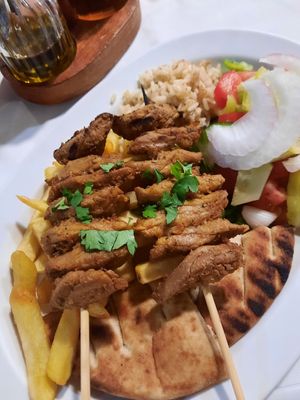 Souvlaki at Castellan Restaurant in Rhodes