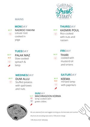 Menu at Life on Dal  in Srinager