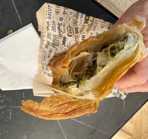 Vegan spinach pie  at CFU Airport - French Bakery - Departures Airside in Corfu