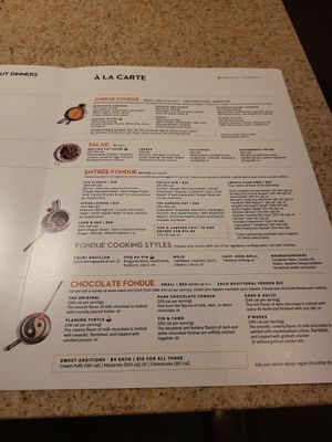 Menu at The Melting Pot in Annapolis