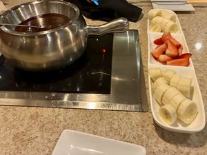 Course 4 - chose vegan dark chocolate  at The Melting Pot in Annapolis