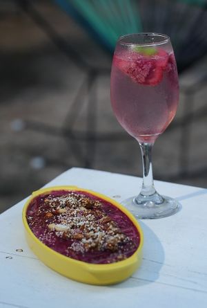 Tabique de queso y pink tonic. at Nena Nena in Valladolid