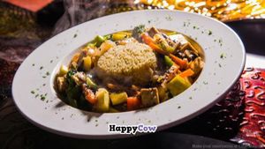 Stir fried Tofu with organic quinoa at West Avenue Cafe in Miami Beach
