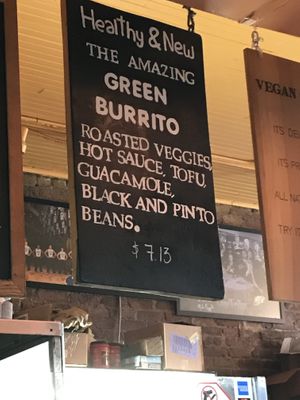 Vegan burrito option at Cosmic Cantina in Durham