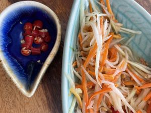 Papaya salad extra chili  at Pure Vegan Heaven - Thong Sala in Koh Phangan
