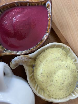 Beetroot dip and mustard garlic   at Pure Vegan Heaven - Thong Sala in Koh Phangan